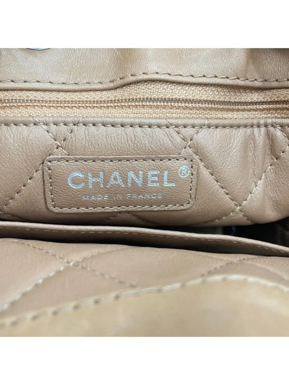 Chanel Handbag 3way CC Logo Leather Beige Silver